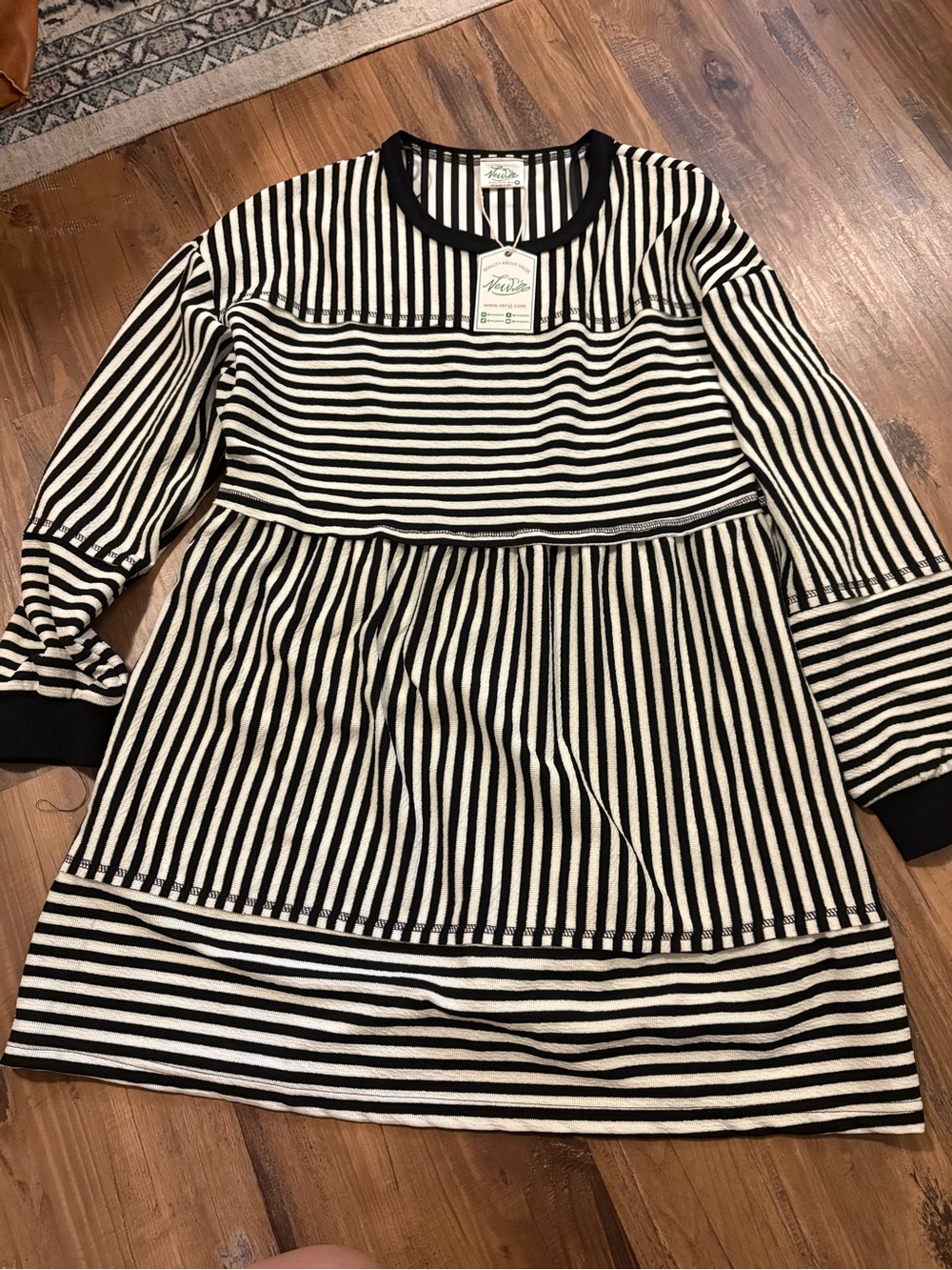 Black & White Striped Women’s Casual Dress